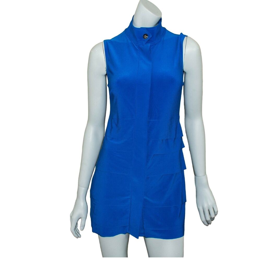 Joseph Ribkoff Sleeveless Mini Dress tiered Blue Jersey Size 4